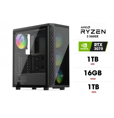 Stacionarus kompiuteris | AMD Ryzen 5 5600X, 16GB 3200MHz, SSD 1TB, HDD 1TB, RTX 3070