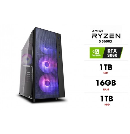 Stacionarus kompiuteris | AMD Ryzen 5 5600X, 16GB 3200MHz, SSD 1TB, HDD 1TB, RTX 3080