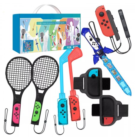 Nintendo Switch 9 In 1 Sporto priedų rinkinys (raketės, golfo