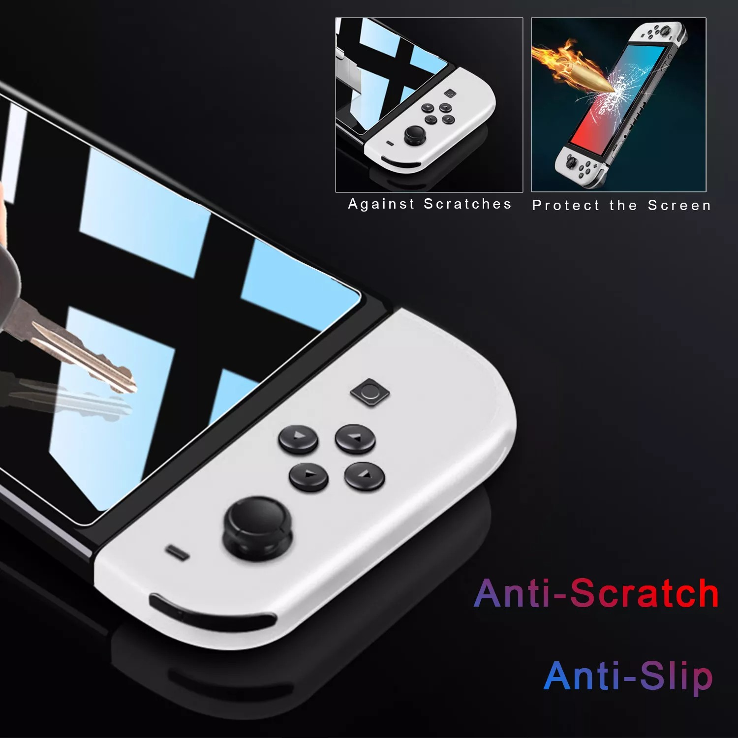 4pcs Tempered Glass Screen Protector with tool for Switch Oled