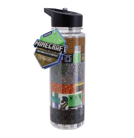 Minecraft Reusable Plastic Water Bottle With Stickers (650ml)