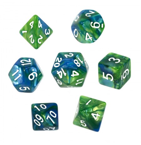 REBEL RPG Dice Set - Two Color - Blue and Green 