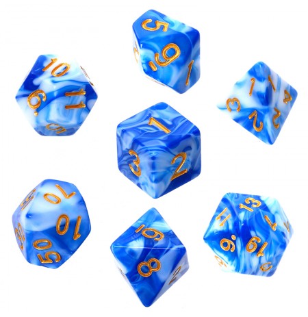 REBEL RPG Dice Set - Two Color - Blue and White