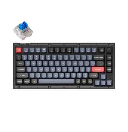 Keychron V1 75% mechaninė klaviatūra (ANSI, Frosted Black, RGB, Hot-swap, US, Pro Blue Switch)