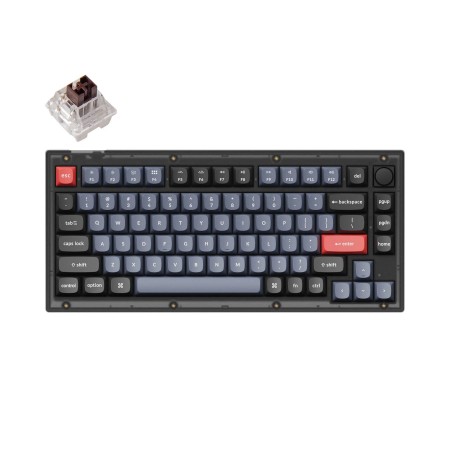 Keychron V1 75% Mechanical Keyboard (ANSI, Frosted Black, RGB, Hot-swap, US, Pro Brown Switch)