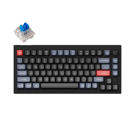 Keychron V1 75% Mechanical Keyboard (ANSI, Carbon Black, RGB, Hot-swap, US, Pro Blue Switch)