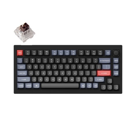 Keychron V1 75% Mechanical Keyboard (ANSI, Carbon Black, RGB, Hot-swap, US, Pro Brown Switch)