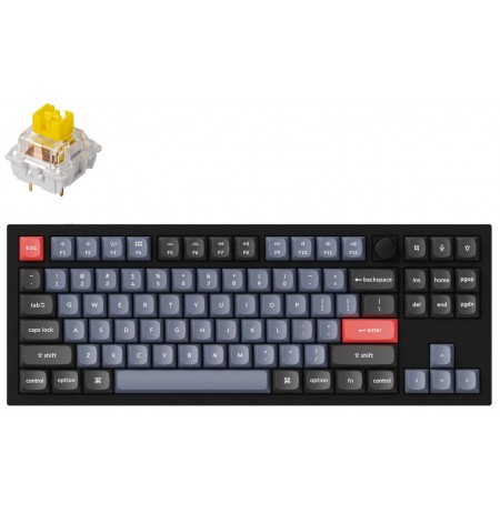 Keychron Q3 80% Carbon Black mechanical keyboard (ANSI, RGB, Hot-Swap Gateron G Pro Yellow Switch)