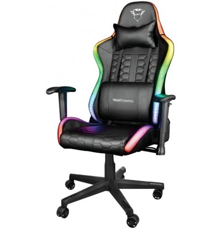 TRUST GXT716 Rizza RGB LED juoda ergonominė kėdė + PowerBank