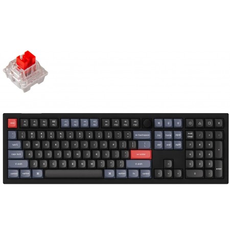 Keychron V6 100% Mechanical Keyboard (ANSI, Carbon Black, RGB, Hot-swap, US, Pro Red Switch)